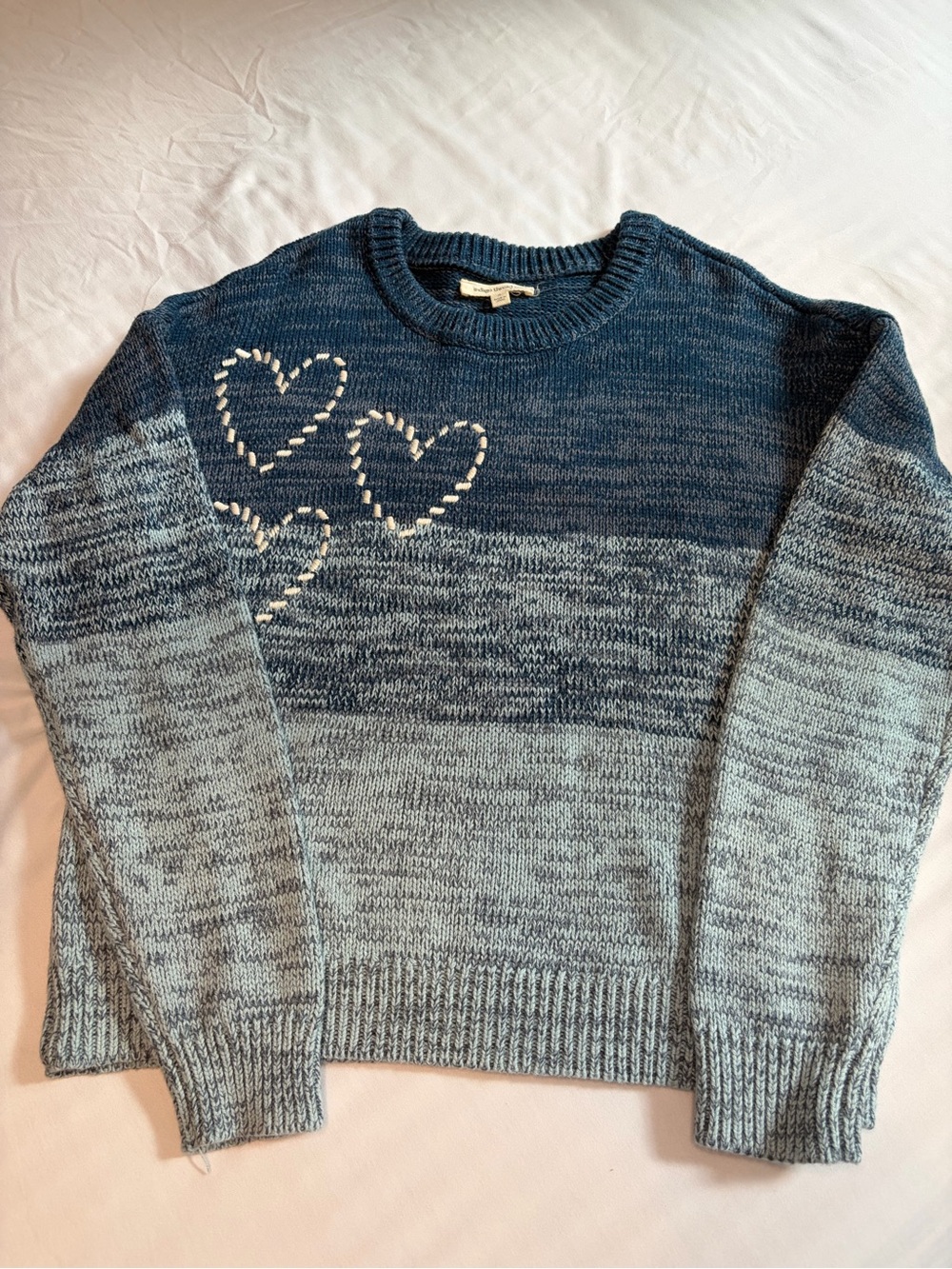 Indigo thread co - Women's Blue Ombre Heart Crewneck Sweater